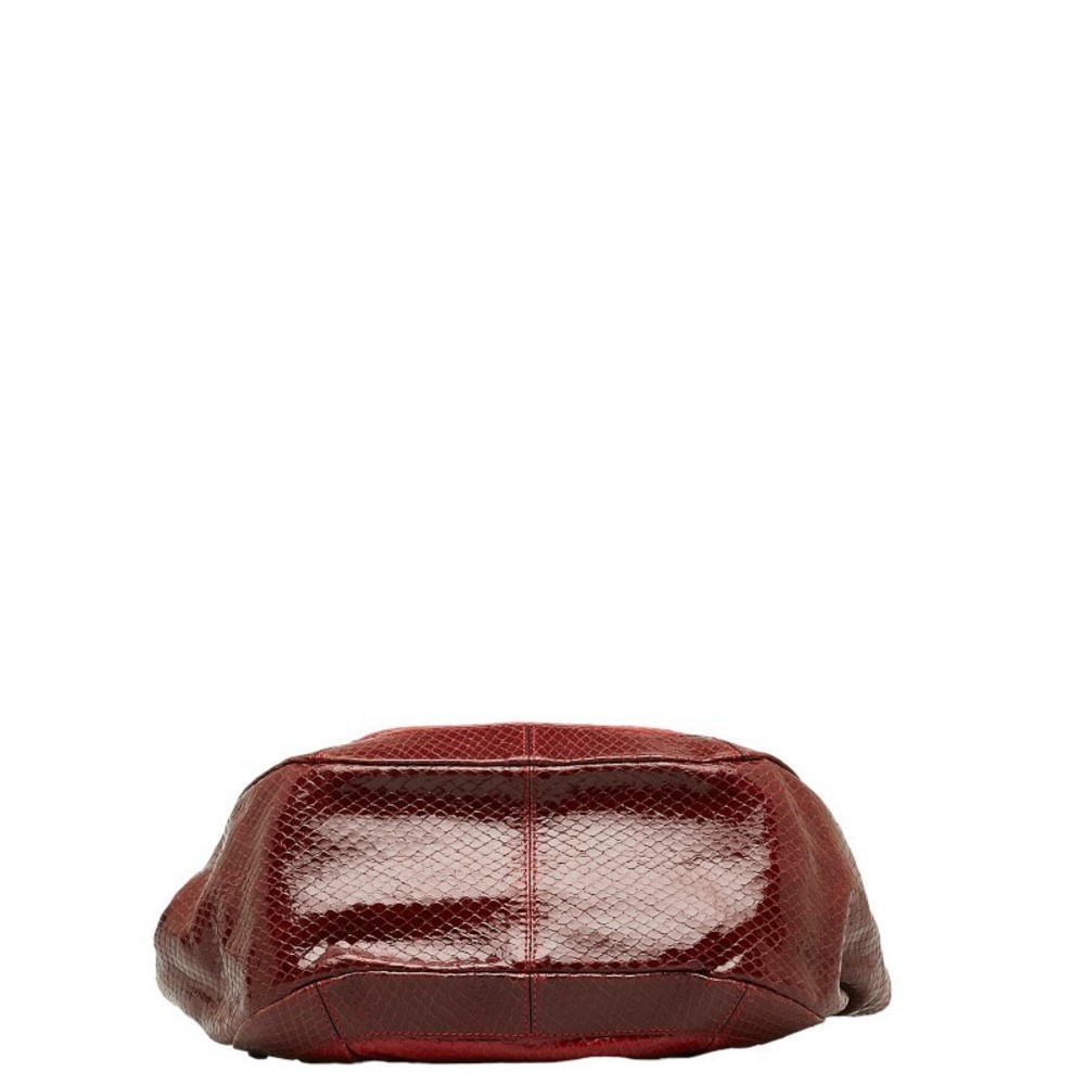 Celine Python Embossed Handbag Red Enamel Leather - image 4